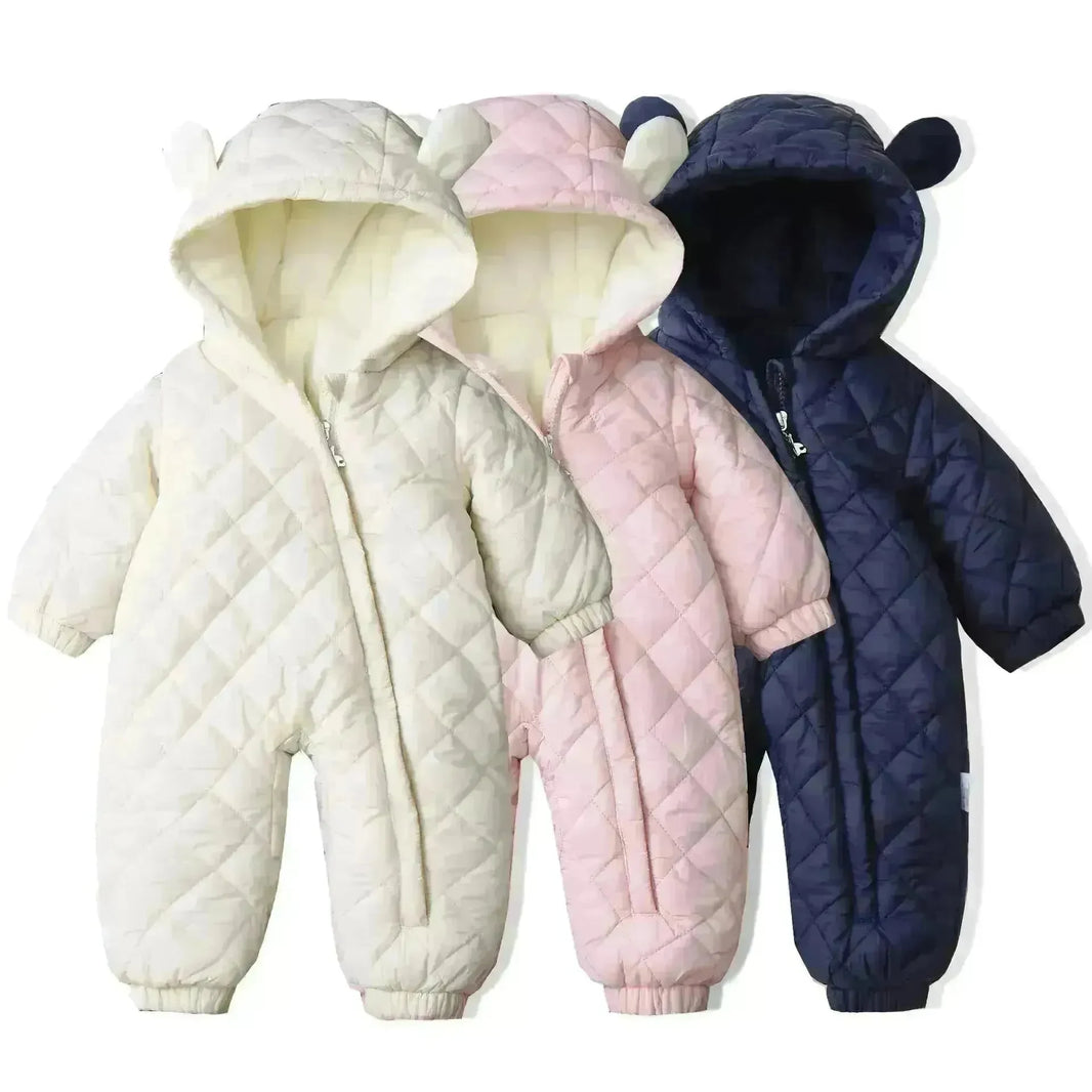 Hooded Fleece-lined Thick Baby Winter Romper Puffer Overall Jumpsuit - EX-STOCK CANADA