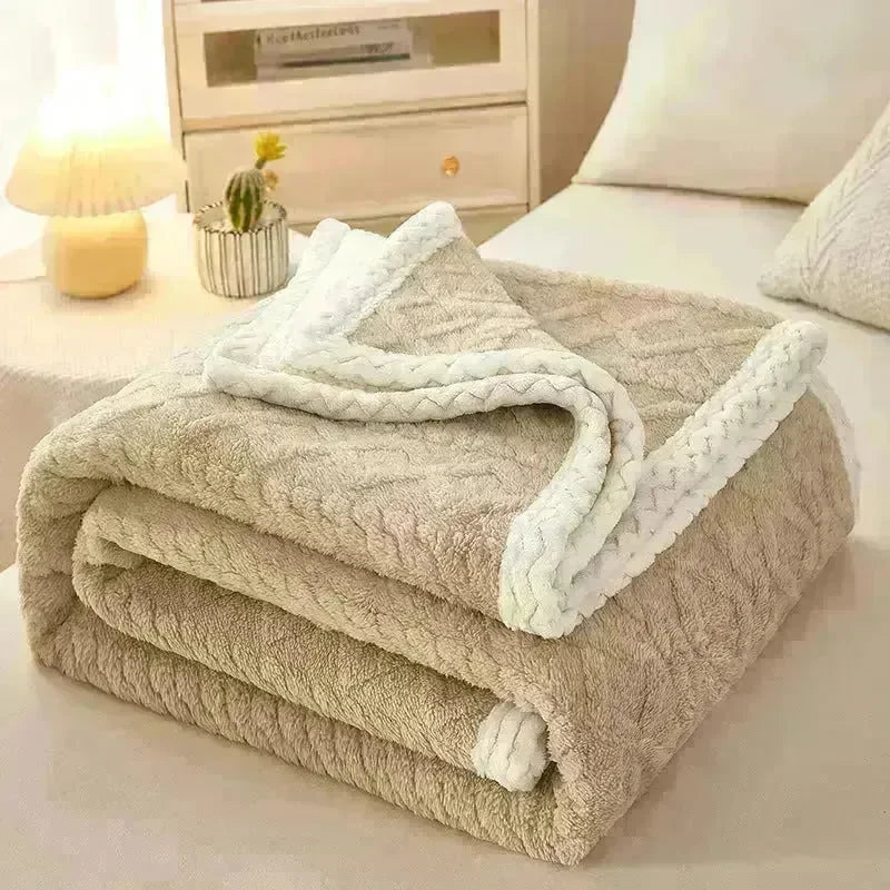 Blanket Double Thickened Warm Coral Fleece Sofa Winter Blanket - EX-STOCK CANADA
