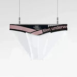 Men's Thin Ice Silk Transparent High Fork Briefs