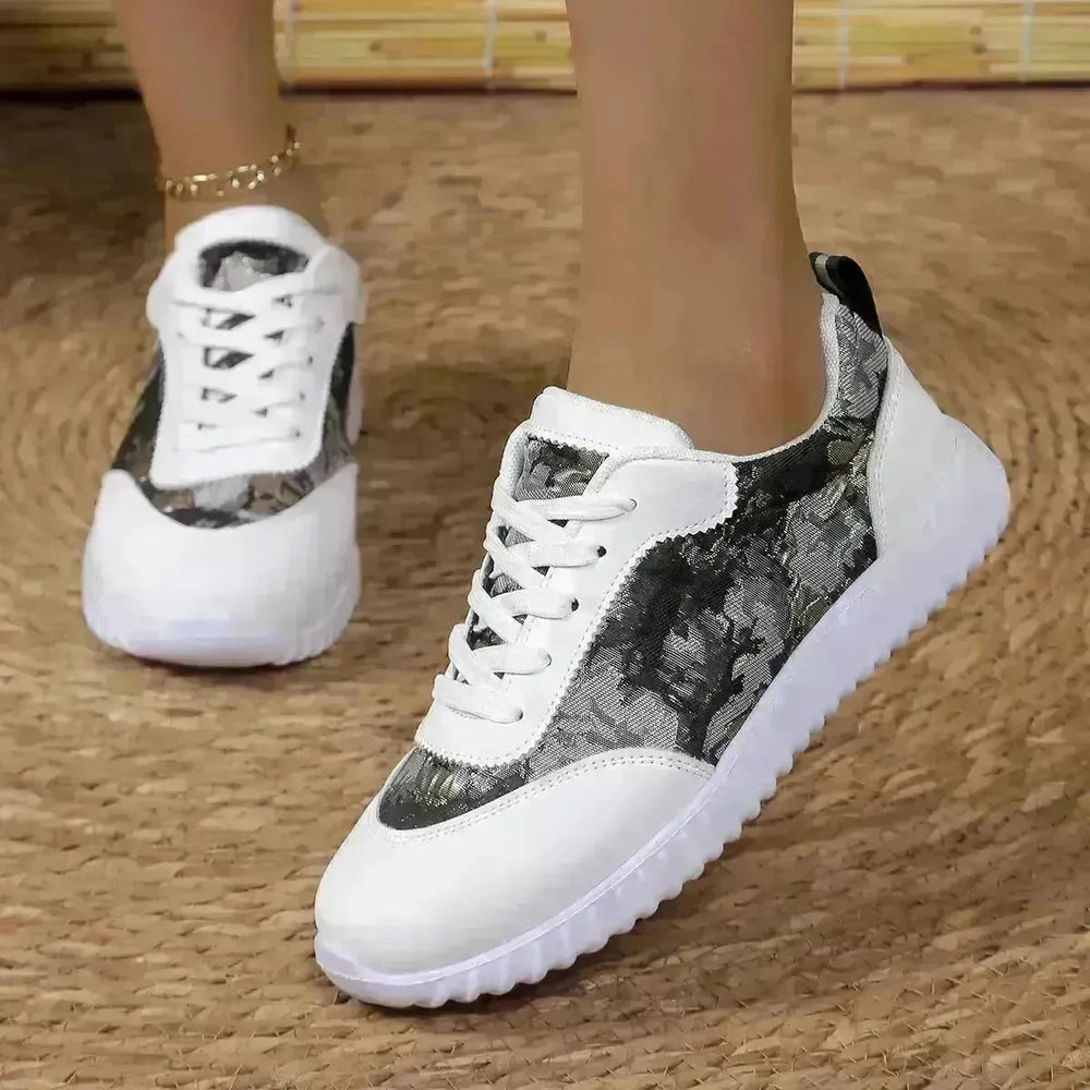 Versatile Lace-up Flat Shoes Casual Lightweight Thick-soled Running Sports Shoes Low-top Breathable Sneakers For Women - EX-STOCK CANADA