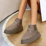 Botas de nieve de invierno moda zapatos de algodón plano de lana gruesa