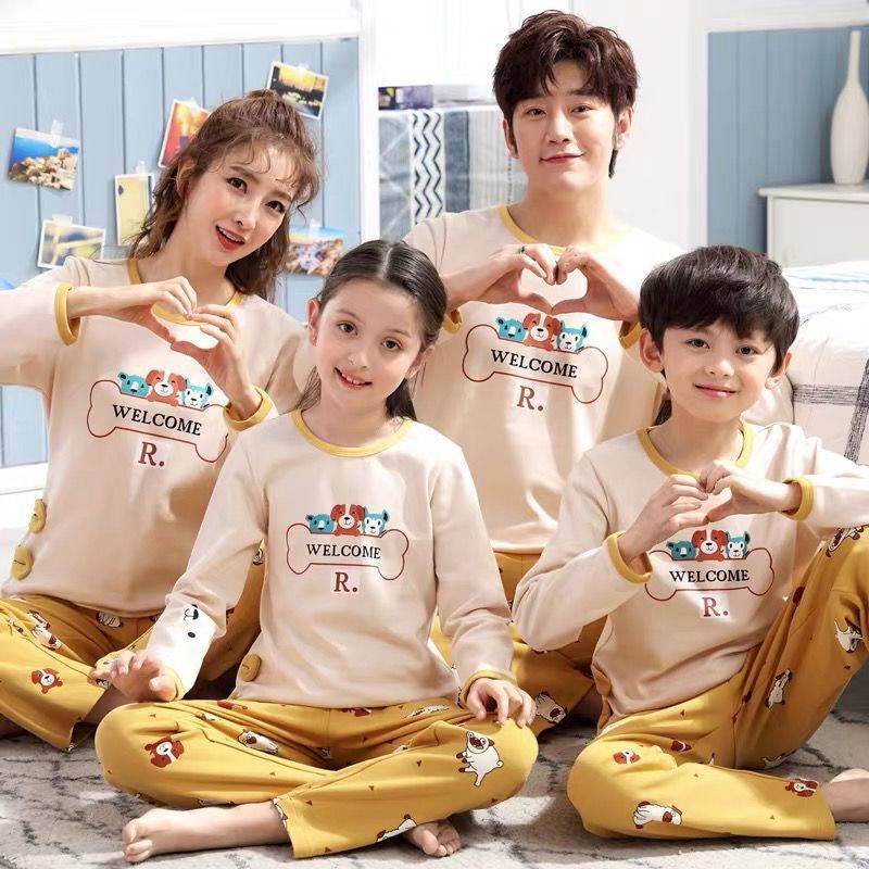 Parent-child Pajamas Cotton Long Sleeve Cartoon Children's Loungewear EX-STOCK