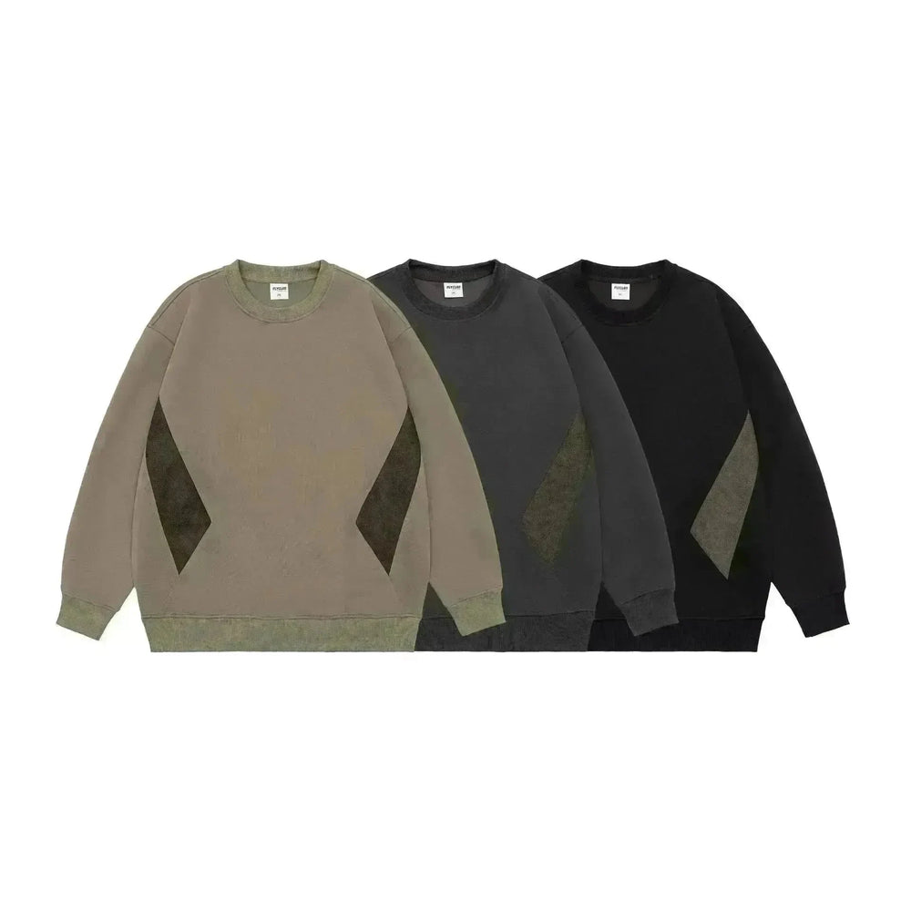 Retro plain Round Neck Pullover Sweater top For Men - EX-STOCK CANADA