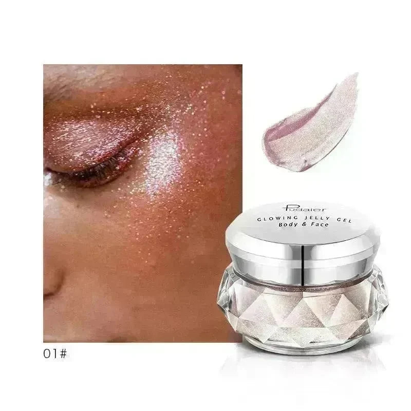 Face Highlighter Jelly Gel Mermaid Eyeshadow Glow Body Glitter Festival Makeup Iluminador Gold Liquid Highlighter Bronzer - EX-STOCK CANADA