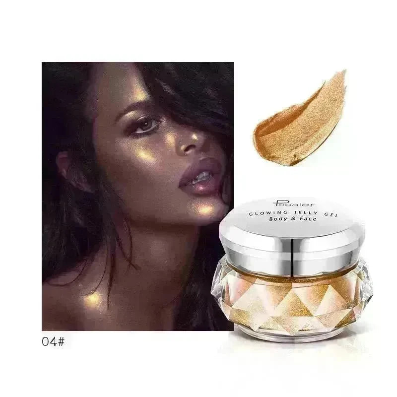 Face Highlighter Jelly Gel Mermaid Eyeshadow Glow Body Glitter Festival Makeup Iluminador Gold Liquid Highlighter Bronzer - EX-STOCK CANADA