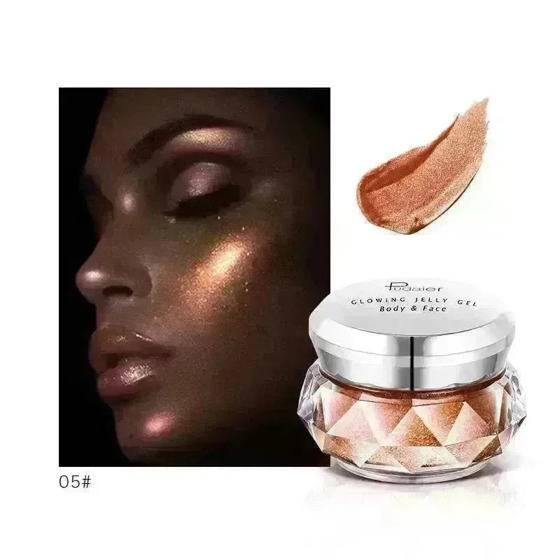 Face Highlighter Jelly Gel Mermaid Eyeshadow Glow Body Glitter Festival Makeup Iluminador Gold Liquid Highlighter Bronzer - EX-STOCK CANADA