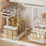 Metal Adjustable Height Two-Tier Drawer Kitchen Bathroom Under Sink Storage Rack EX-STOCK