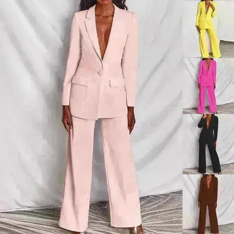 Fashion Business Women's Clothing Long Sleeve Trousers Suit - EX-STOCK CANADA