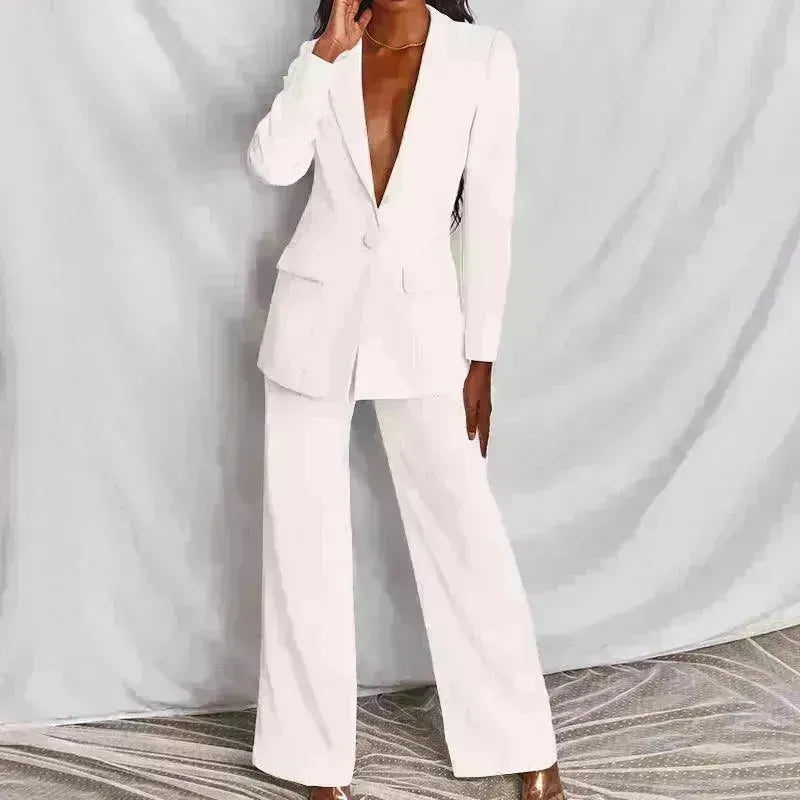Fashion Business Women's Clothing Long Sleeve Trousers Suit - EX-STOCK CANADA