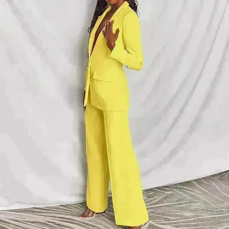 Fashion Business Women's Clothing Long Sleeve Trousers Suit - EX-STOCK CANADA