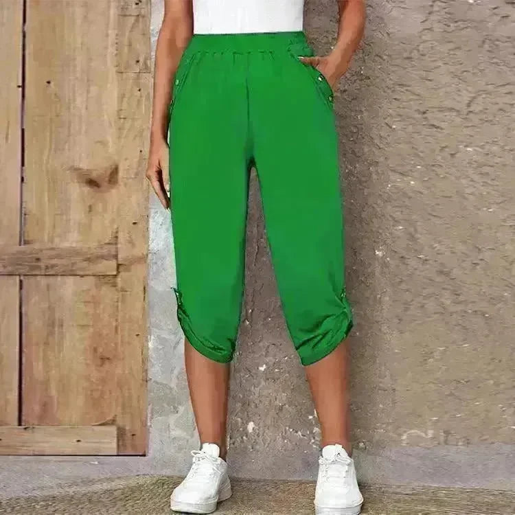 Fashion Cropped Trousers With An Elasticated Waist Women - EX-STOCK CANADA