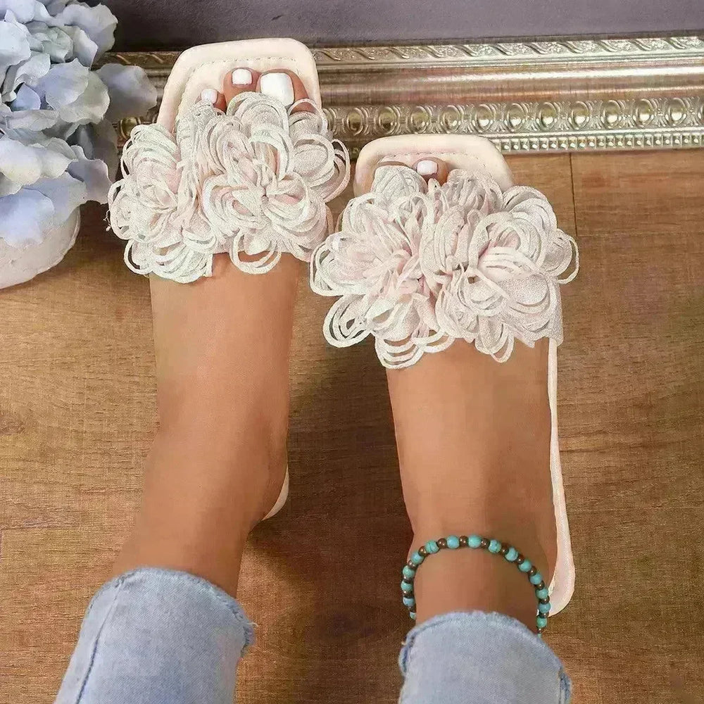 Fashion Flower Flat Slippers For Women - EX-STOCK CANADA