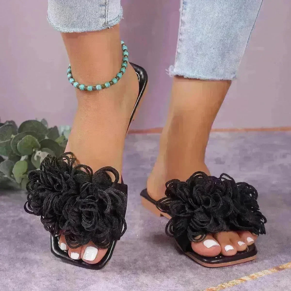 Fashion Flower Flat Slippers For Women - EX-STOCK CANADA