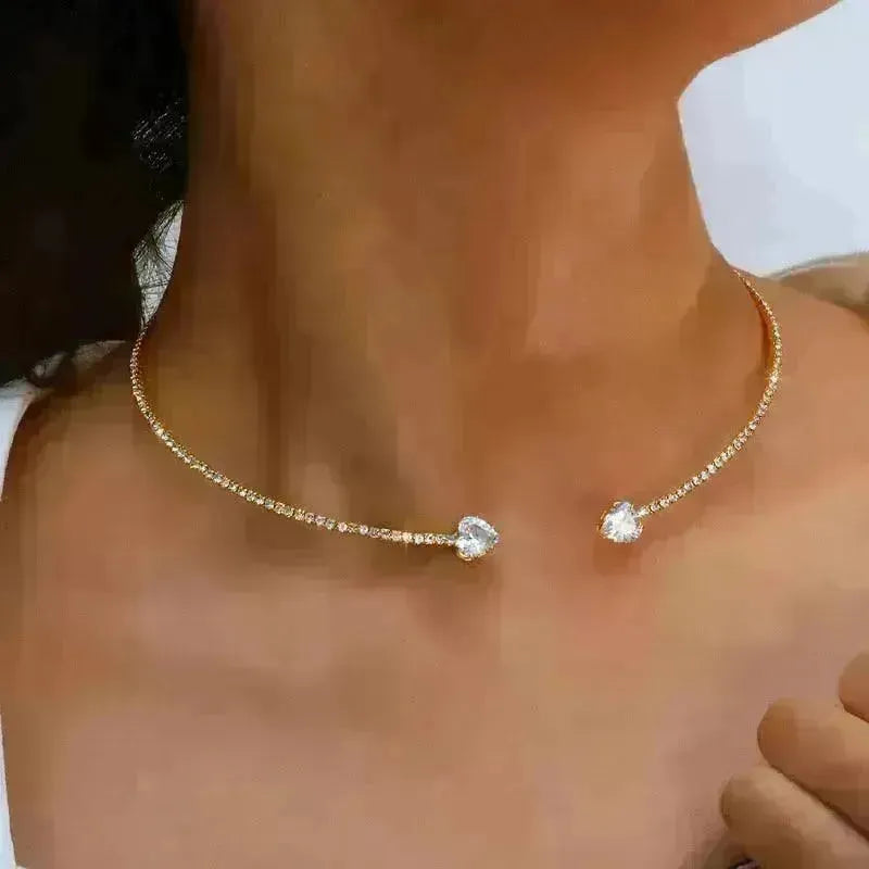 Fashion Jewelry Heart-shaped Zircon Collar Light Luxury Rhinestone Necklace Women's Jewelry - EX-STOCK CANADA