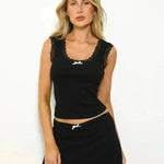 Fashion Lace Slim Fit Two-piece Suit Camisole Short Culottes - EX-STOCK CANADA