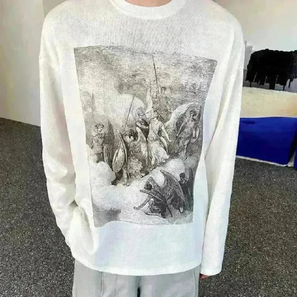 Fashion Painting Printing Long Sleeve Shirt top. - EX-STOCK CANADA
