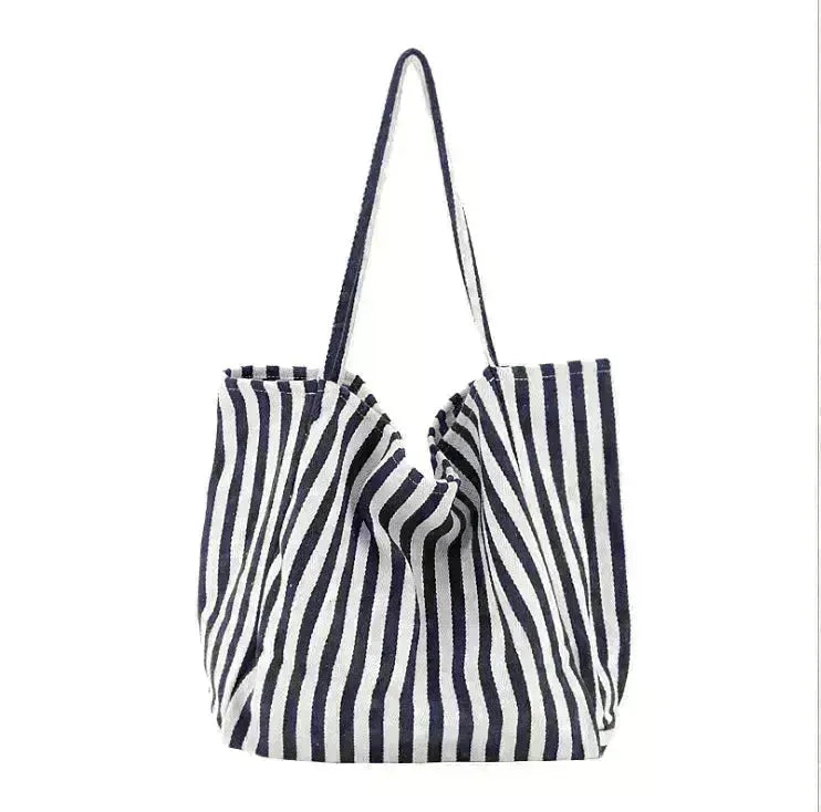 Fashion Shopper Handbags Women Striped Canvas Totes - EX-STOCK CANADA
