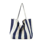 Fashion Shopper Handbags Women Striped Canvas Totes - EX-STOCK CANADA