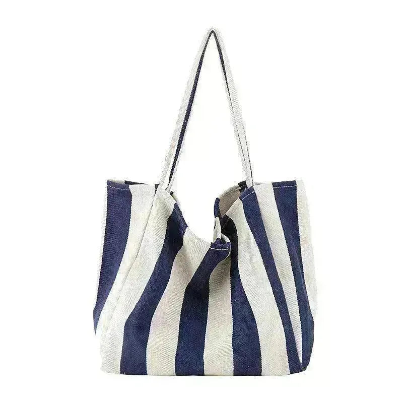 Fashion Shopper Handbags Women Striped Canvas Totes - EX-STOCK CANADA