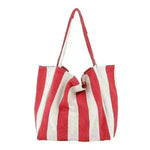 Fashion Shopper Handbags Women Striped Canvas Totes - EX-STOCK CANADA