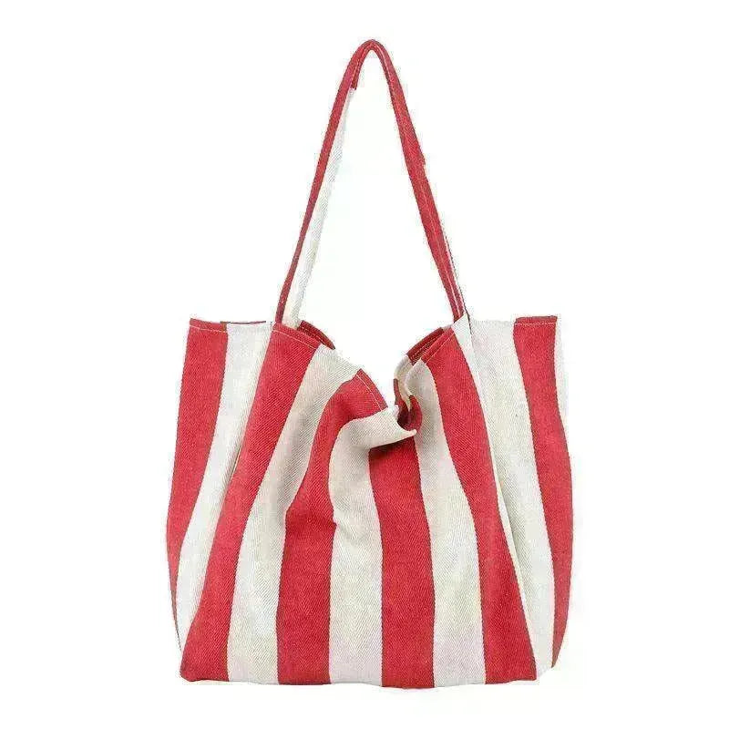Fashion Shopper Handbags Women Striped Canvas Totes - EX-STOCK CANADA