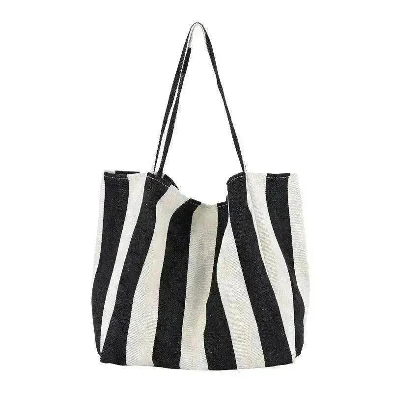 Fashion Shopper Handbags Women Striped Canvas Totes - EX-STOCK CANADA