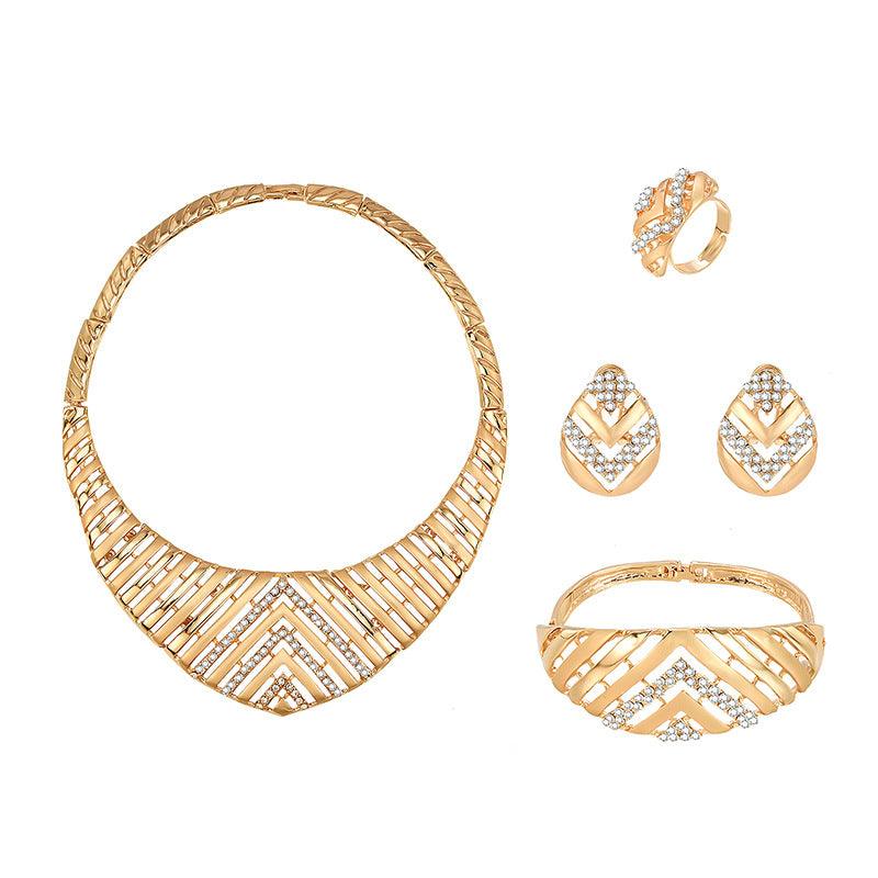 Fashion Simple Alloy First Necklace And Earrings Four-piece Set - EX-STOCK CANADA