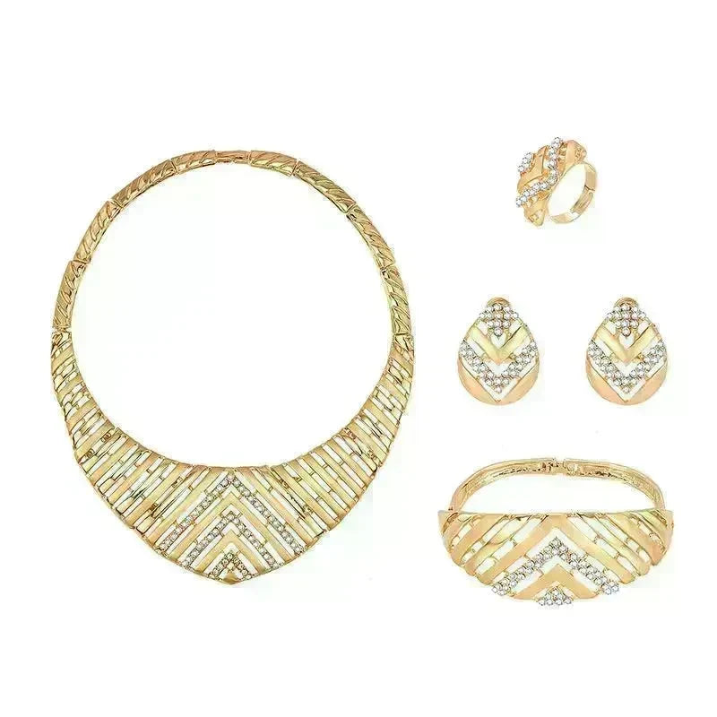 Fashion Simple Alloy First Necklace And Earrings Four-piece Set - EX-STOCK CANADA