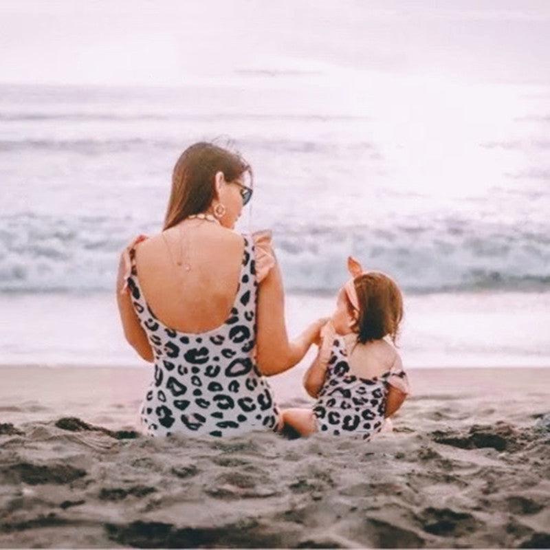 Fashion Simple Pink Leopard Print Parent-child Swimsuit - EX-STOCK CANADA