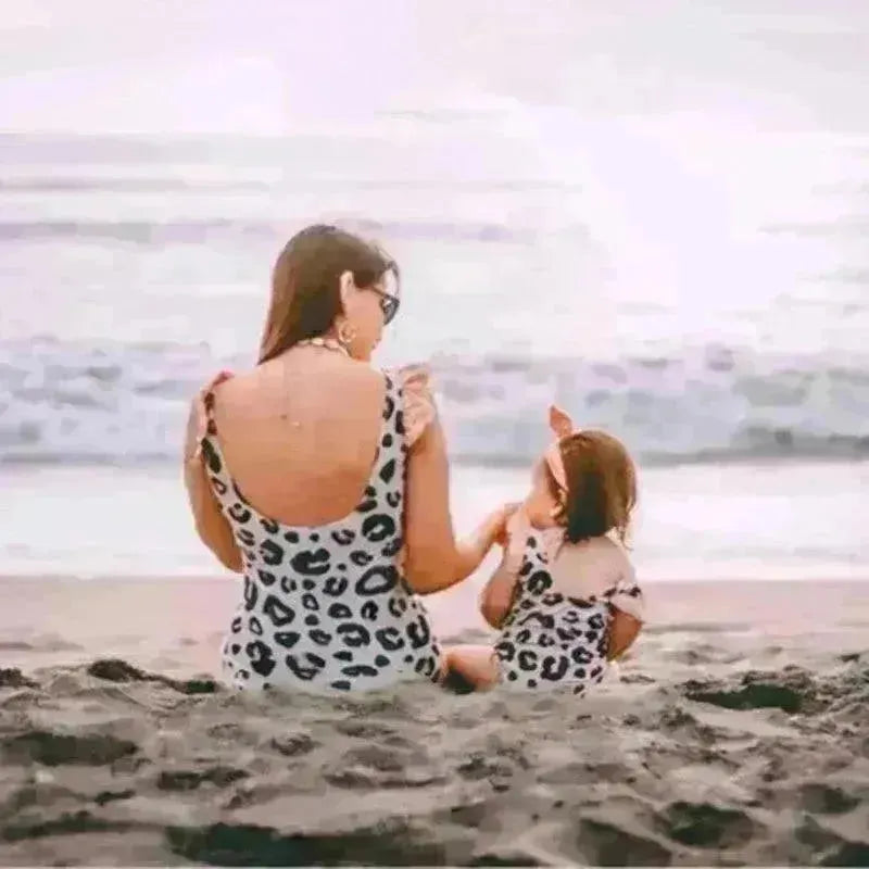 Fashion Simple Pink Leopard Print Parent-child Swimsuit - EX-STOCK CANADA