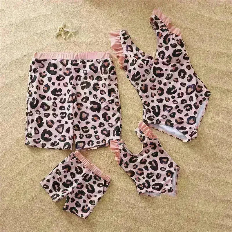 Fashion Simple Pink Leopard Print Parent-child Swimsuit - EX-STOCK CANADA