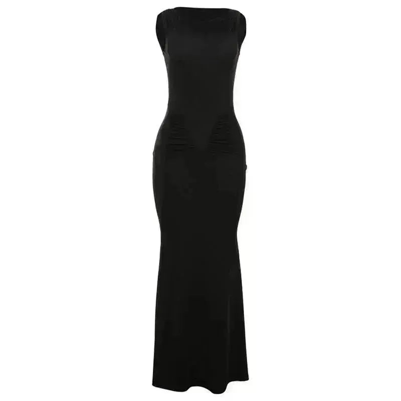 Fashion Sleeveless Dress with Pleated High Waist for Women: Slim Fit Style - EX-STOCK CANADA