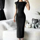 Fashion Slim-Fit Dress with High Waist, Hollow Detail, and Backless Design - EX-STOCK CANADA
