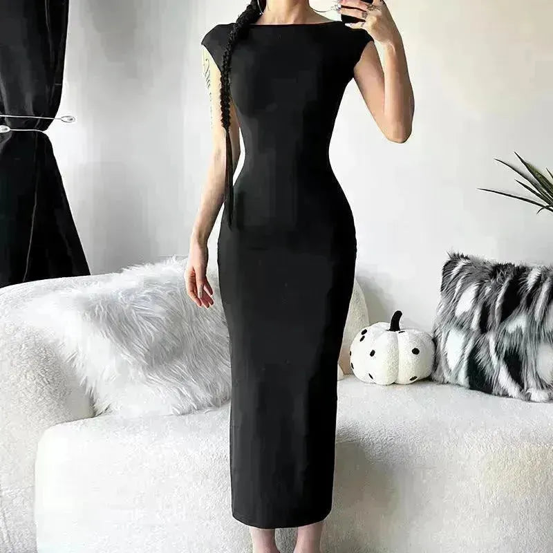 Fashion Slim-Fit Dress with High Waist, Hollow Detail, and Backless Design - EX-STOCK CANADA