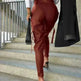 Fashion Slim-fitting Leather Trousers Women Waist-cinching Zipper Design Pants With Pockets - EX-STOCK CANADA