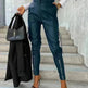 Fashion Slim-fitting Leather Trousers Women Waist-cinching Zipper Design Pants With Pockets - EX-STOCK CANADA