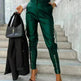 Fashion Slim-fitting Leather Trousers Women Waist-cinching Zipper Design Pants With Pockets - EX-STOCK CANADA