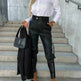 Fashion Slim-fitting Leather Trousers Women Waist-cinching Zipper Design Pants With Pockets - EX-STOCK CANADA