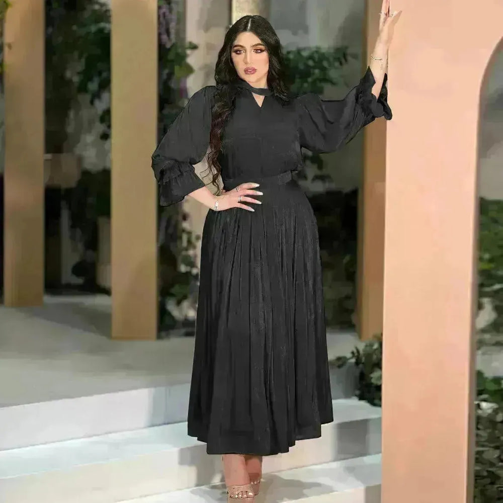Fashionable Arab Women's Bright Silk Satin Dress - EX-STOCK CANADA