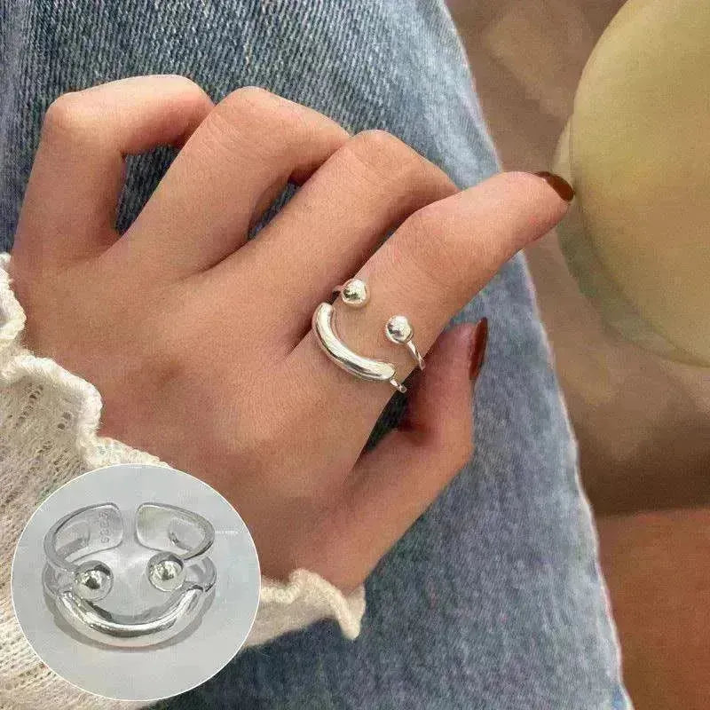 Fashionable Jewelry Adjustable Opening Ring Smiley Cute Happy Face Ring - EX-STOCK CANADA
