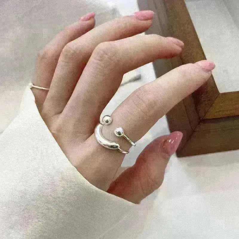 Fashionable Jewelry Adjustable Opening Ring Smiley Cute Happy Face Ring - EX-STOCK CANADA