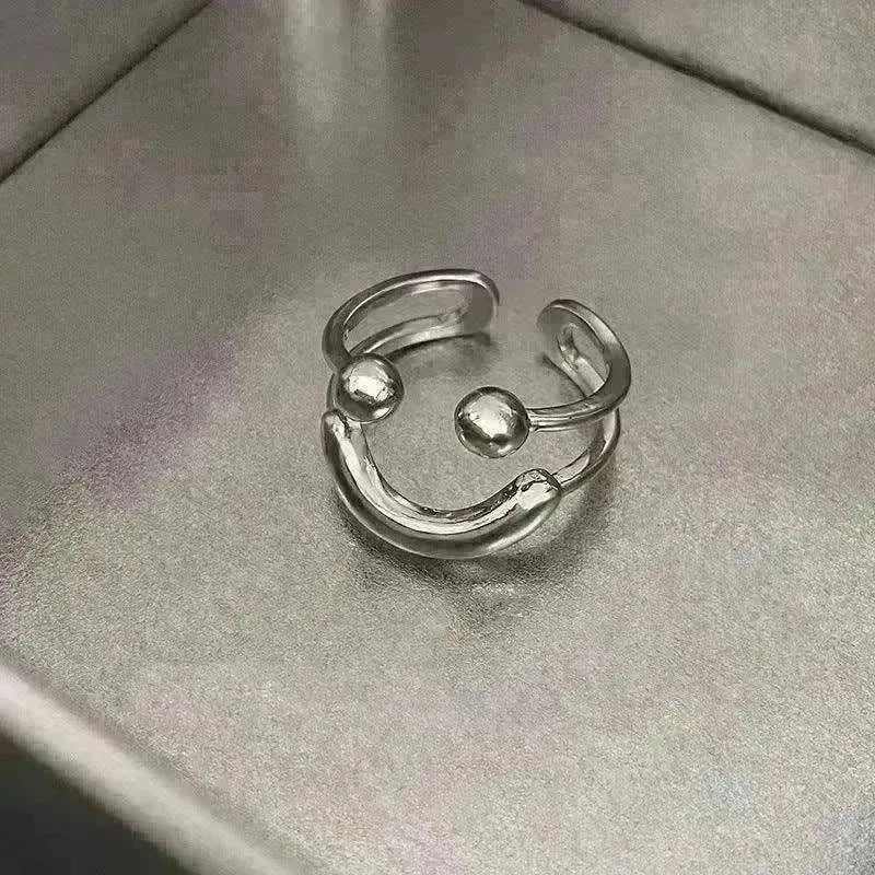 Fashionable Jewelry Adjustable Opening Ring Smiley Cute Happy Face Ring - EX-STOCK CANADA