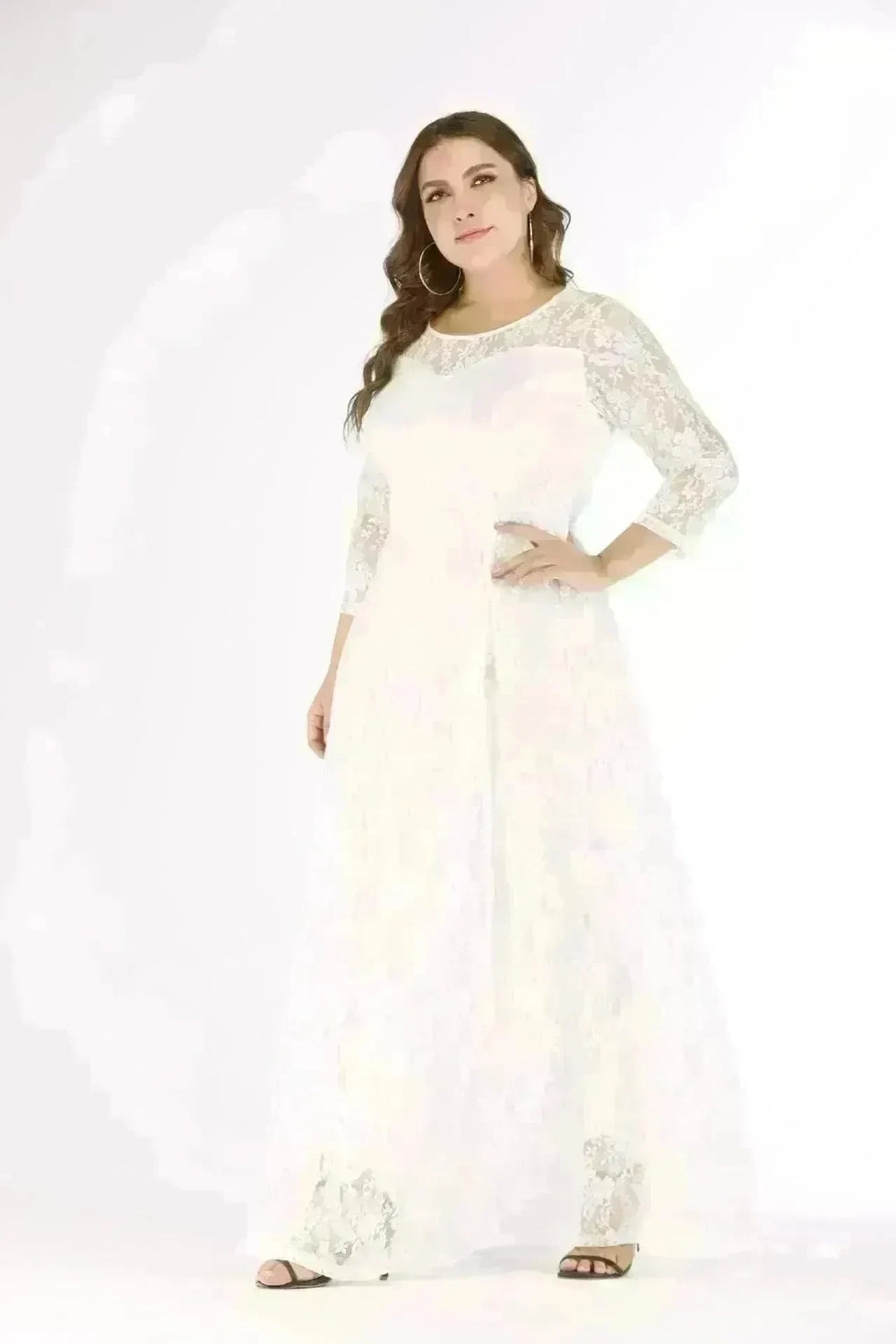 Fashionable Long sleeve Lace maxi Dress for Arab Dubai Turkey Middle Eastern Women - EX-STOCK CANADA