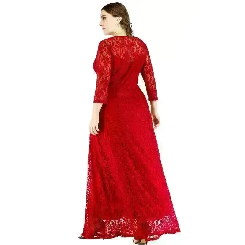 Fashionable Long sleeve Lace maxi Dress for Arab Dubai Turkey Middle Eastern Women - EX-STOCK CANADA