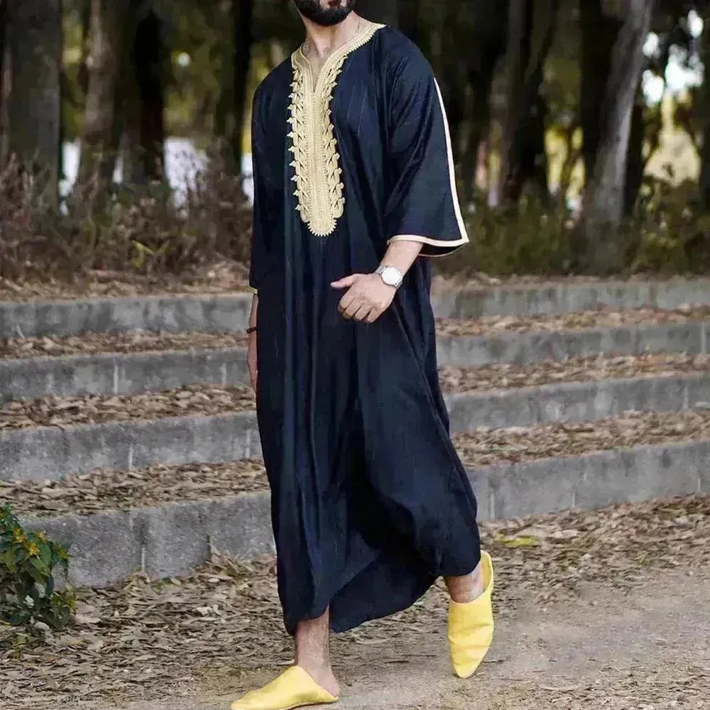 Fashionable Men's Long Shirt Black Arab Robe - EX-STOCK CANADA