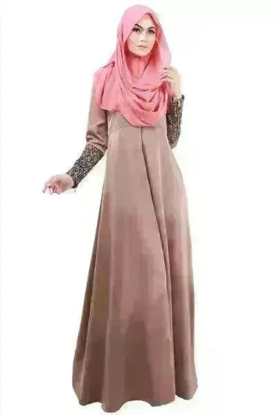 Fashionable Middle East Cuff Stitching Sequined Long Skirt Abaya Dress - EX-STOCK CANADA