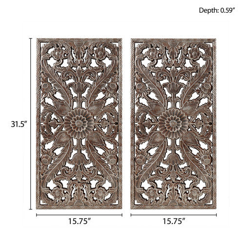 Distressed Carved Wood 2-piece Wall Decor Set EX-STOCK