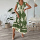 Women's Summer Flowy Maxi Dress Casual Cap Sleeve V Neck Smocked Waist Beach Sundress EX-STOCK