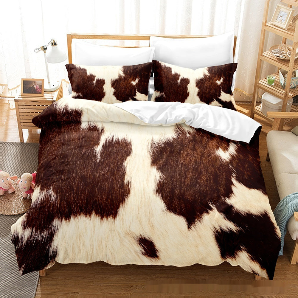 Printed Home Textile Animal Fur Grain Duvet Cover Pillowcase Three-piece Set EX-STOCK Canada 