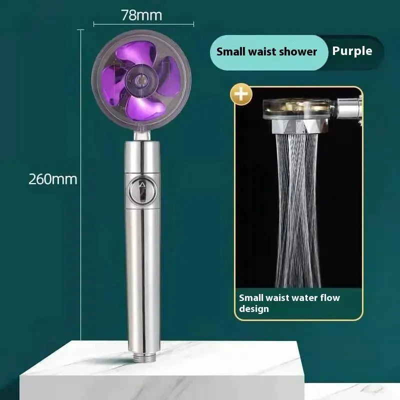 Propeller Driven Shower Head With Stop Button And Cotton Filter Turbocharged High Pressure Handheld Shower Nozzle - EX-STOCK CANADA